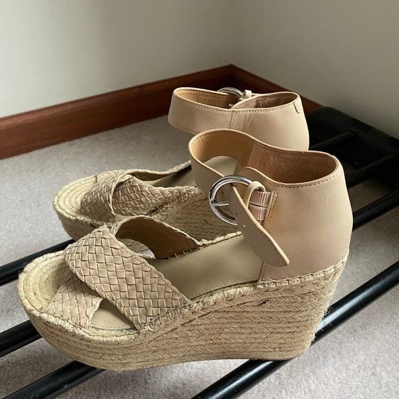 MARC FISHER LTD Women Aylon Leather Espadrille Wedge Sandals - NEW NWOB - Picture 4 of 9